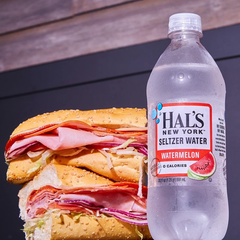 Hal's New York Seltzer Water, Watermelon Sparkling Water, 20 Fl