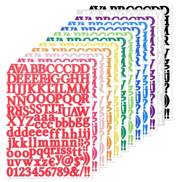 1512 PCS Letter Stickers, 12 Sheets Self Adhesive Tiny Alphabet