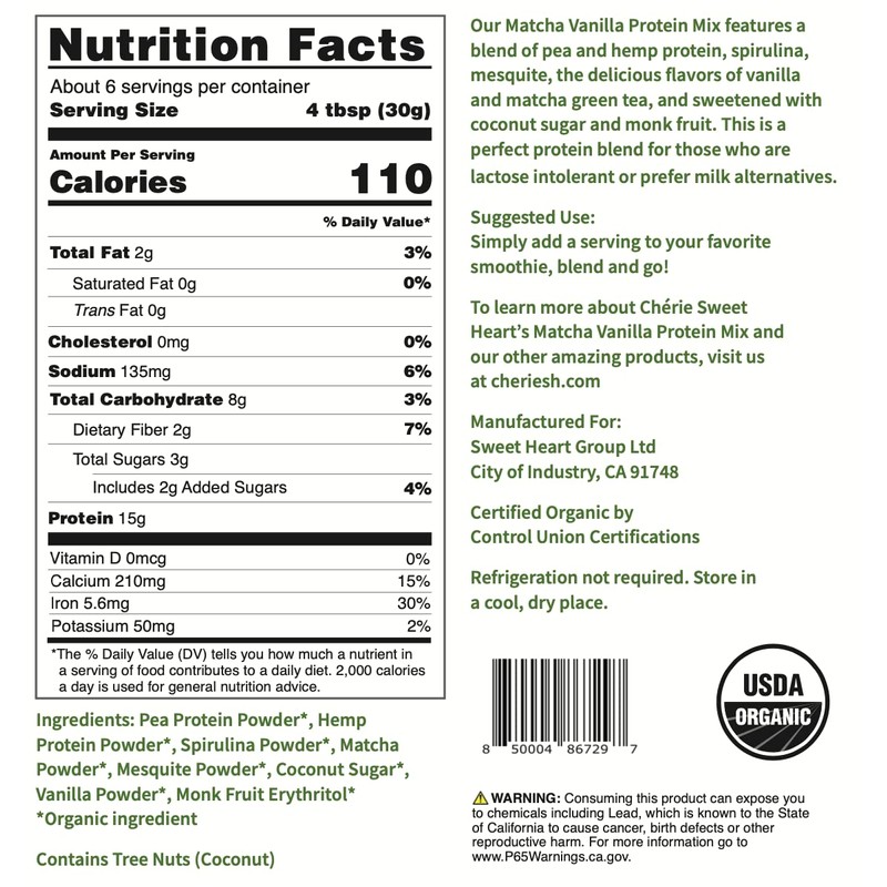 Matcha Vanilla Protein Mix Smoothie - Cherie Sweet Heart -