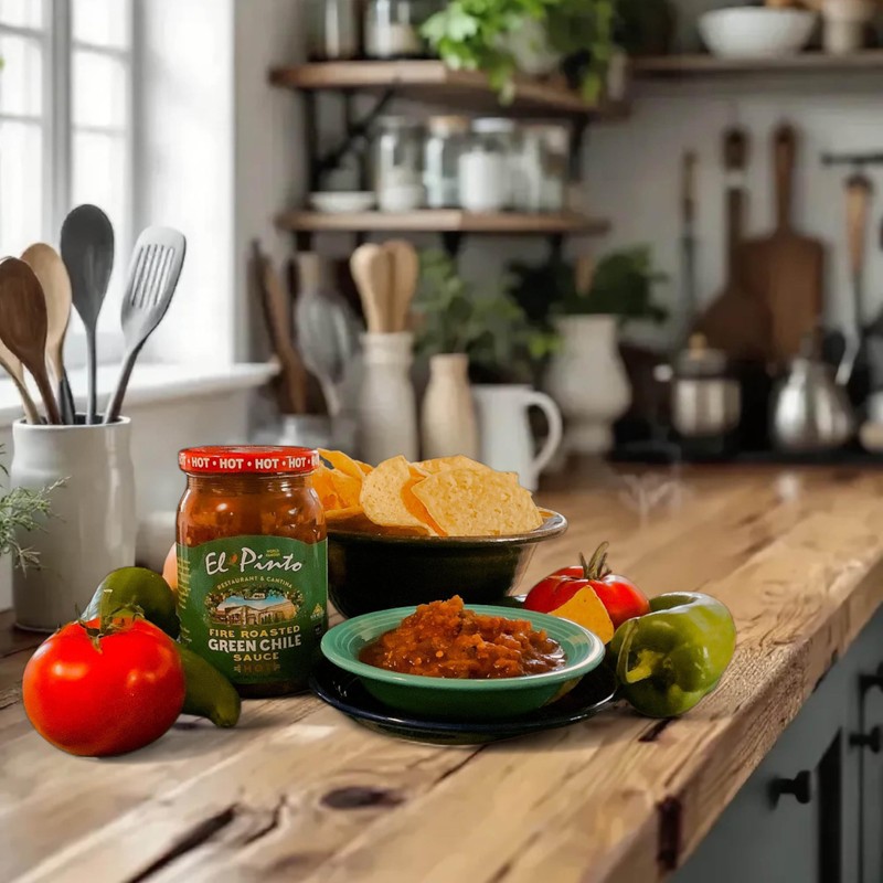 El Pinto All Natural Green Chile Sauce Hot, 16 Oz
