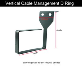 Vertical Cable Management D-Ring Hooks | Server Rack Cable Management Solution | Metal Cable Bracket Mount Set for Network Patch Cables, Fiber Optic Cords (5, 2.4" x 4" x 4")