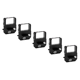 vhbw 5 x Ink Ribbon Compatible with Seiko Seikosha BS175, K800, K875, QR375, QR395, ZR310, ZS520 Dot Matrix Printer, Receipt Printer, Black