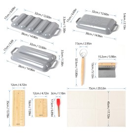 HAWOK Enameled Cast Iron French Baguette Baker, Hot Dog Bake Tray, Baguette Pan Black