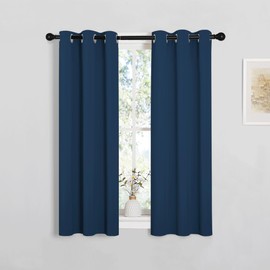 NICETOWN Window Curtain Panels, Thermal Insulated Solid Grommet Blackout Draperies/Drapes for Basement (Moroccan Blue, 1 Pair, 29 by 45-inch)