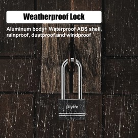 Padlock with Key, [Long Shackle] [2 Pack] Diyife Waterproof Key Padlock, Lock Key Padlocks Outdoor, Aluminum Padlocks keyed Alike for School, Gym Locker, Garage, Shed, Fence, Warehouse