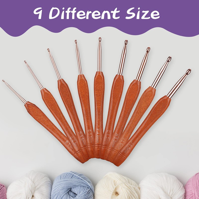 Ruidi Wooden Handle Handle Crochet Hook(9pcs)