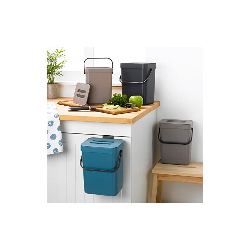 Homéa, 5 Litre Plastic Hanging Compost Bin - Taupe -