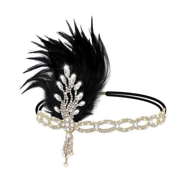 FRCOLOR 1920s Flapper Headband Roaring 20s Headband Crystal Headband Great Gatsby Hair Accessories for Women