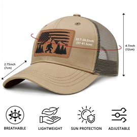 beautype Bigfoot Mens Baseball Cap, Vintage Trucker Hat Breathable Mesh Snapback Adjustable Ball Cap Funny Big Foot Sasquatch Golf Hat for Men and Women, Novelty Father's Day Birthday