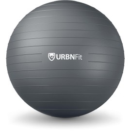URBNFit Exercise Ball - Yoga Ball in Multiple Sizes for Yoga, Pilates, Pregnancy, Stability - Anti-Burst Swiss Balance Ball w/Quick Pump – Office Ball Chair for Home and Gym – 26 Inch - Silver