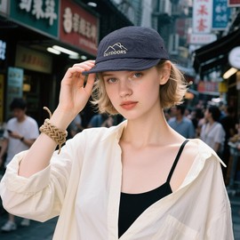 Clakllie Soft Short Brim Baseball Cap Retro 5 Panel Dad Caps Cap Short Brim Flat Peak Snapback Cap Street Hip Hop Cap Polo Cap, DSB02-Blue