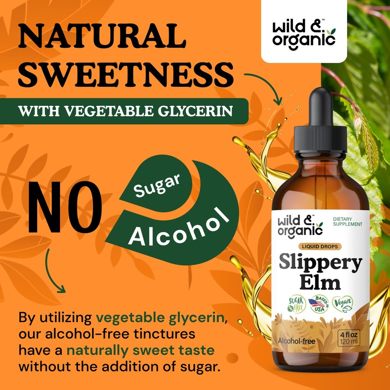 Wild & Organic Slippery Elm Liquid Drops - Lung, Digestive