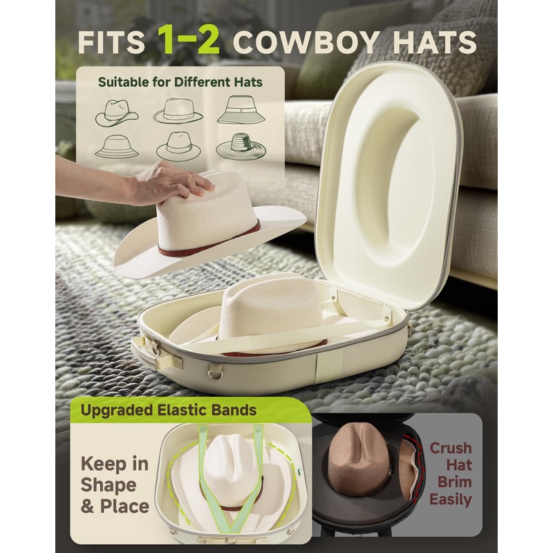 BRANTMAKER Cowboy Hat Box, Cowboy Hat Case for Travel, Crush