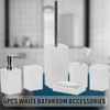 Bathroom Accessory-6Pcs White Bathroom Accessories Set Includes Soap Dispenser, Toothbrush