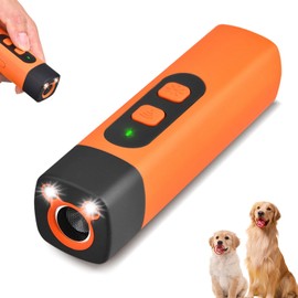 Dog Bark Deterrent Device, Anti Barking Device for Dogs, 25FT Ultrasound Dog Bark Deterrent 3 Modes with LED Flashlight, for Training to Improve Bad Behavior (Orange)