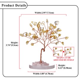 Aroncent Handcrafted Crystal Energy Tree: Natural Citrine Crystal Money Tree with Rose Quartz Base - Healing Feng Shui Decor for Home Office