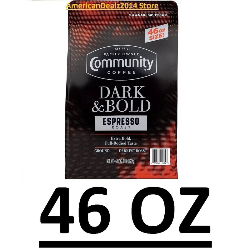 Community Coffee Espresso Roast Ground Coffee, Dark and Bold 46