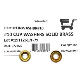 #10 Solid Brass Finishing Washers Cup Washers Countersunk (100 Pieces)
