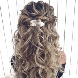 Xduargs Vintage Leaf Hair Clip Barrettes Metal Leaf Barrette Clips Head Clips French Leaf Feather Hair Barrettes Leaf Hair Pin Clip Chunky Leaf Hair Pins Headdress for Women(Gold)