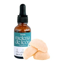 Landa Adaptogenos LANDA | Extracto de Hongo Melena de León 30 ml | Extracto líquido de Hongo Melena de León Hericium Erinaceus | 100% Orgánico | Alta Concentración 10:1 | Soporte Cognitivo y Neurológico