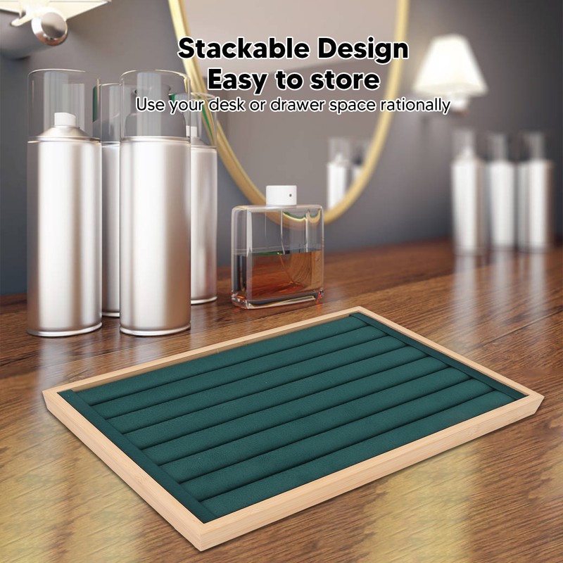Rings Tray 7 Rows Stackable Protective Scratch Proof Lining Drawer