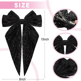 Sequin Bow Hair Bow Big Bow Hair Clips,Bow Hair Clip, Hair Bows for Women Adopts a Double Layered Bow Design with Sparkling Sequins 90's Accessories for Party Valentine's Day Women Girl（Red）