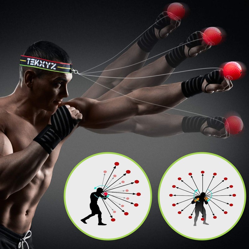 TEKXYZ Reflex Ball, 2 Different Boxing Training Ball with Headband,