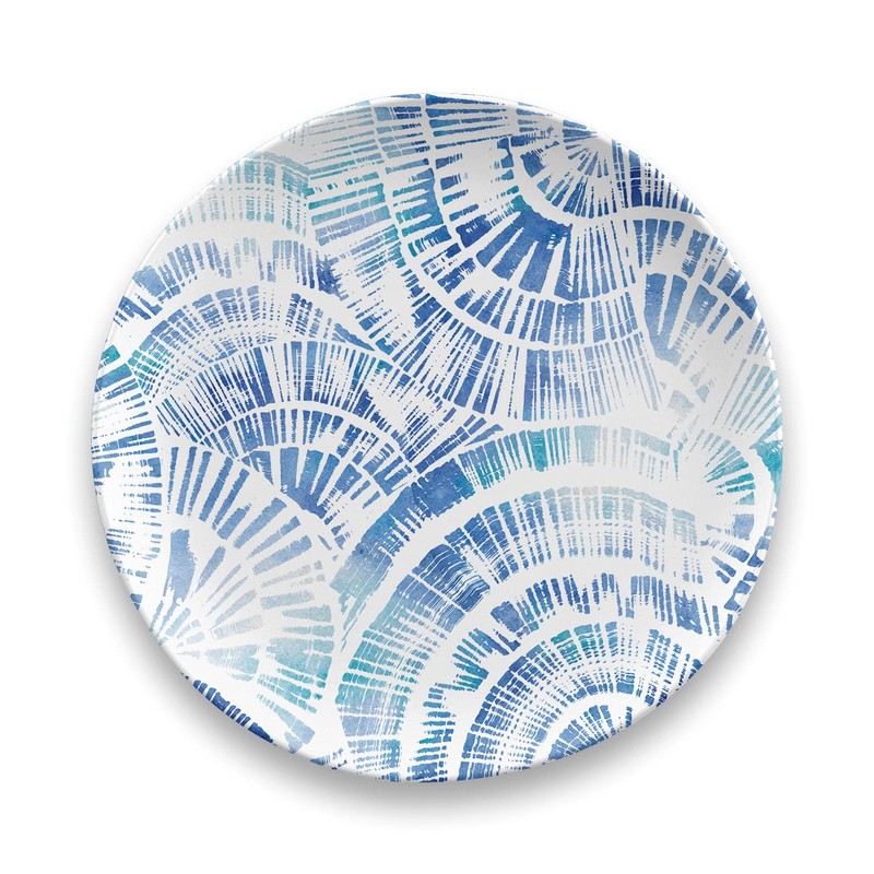 Abode Homewares Coastal Scallops Salad Plate, 10.5”, Pure Melamine, Indoor/Outdoor,