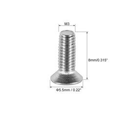 sourcing map M3x8mm Flat Head Machine Screws, Phillips Cross Screw, 304 Stainless Steel, Fasteners Bolts 50Pcs