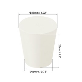 sourcing map Rubber Tapered Plug 19mm to 26mm Solid Test Tubes Bungs Stopper White for Lab Home 10 Pieces