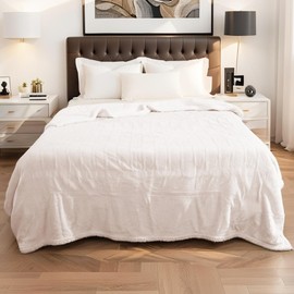 LaffyLo Electric Heated Blanket Full Size - 72"x84", Soft Flannel Heating Blanket, 10 Heating Levels, 1-12 H Auto Shut Off, Breathable Warm and Washable for Bed, White