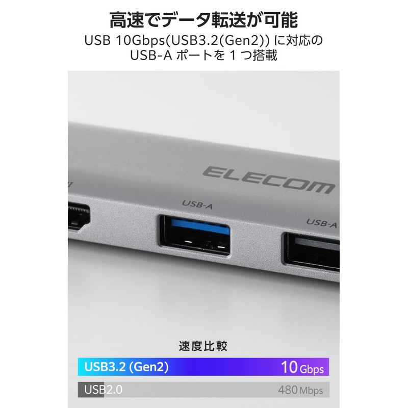 Elecom DST-050BP1SV USB-C Hub Docking Station 5-in-1 PD Compatible 140W