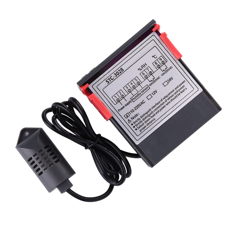 Digital Display Temperature and Humidity Controller Meter with Integrated Sensor