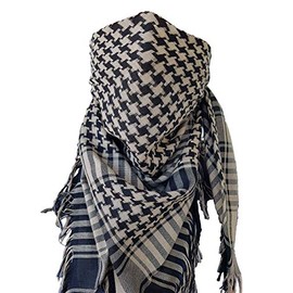 Houndstooth Keffiyeh Shemagh Military Scarf Bandana Head Wrap Tactical Gear for Men and Women Neck Gaiter (Sand)