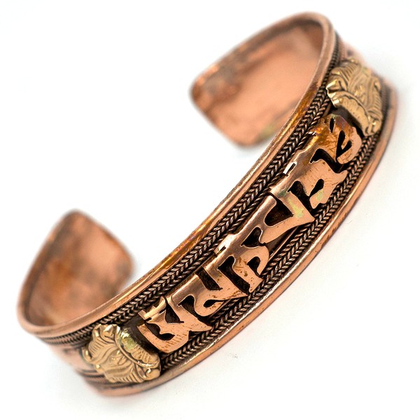 Om mani padme hum Bracelet Copper Buddhist Mantra Bangle Hippie
