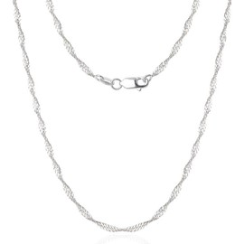 925 Sterling Silver Singapore Chain Lobster Clasp 3mm Necklace for Women Silver Chain for Women Silver Necklace Chain for Grils 22 Inches Gifts for Her