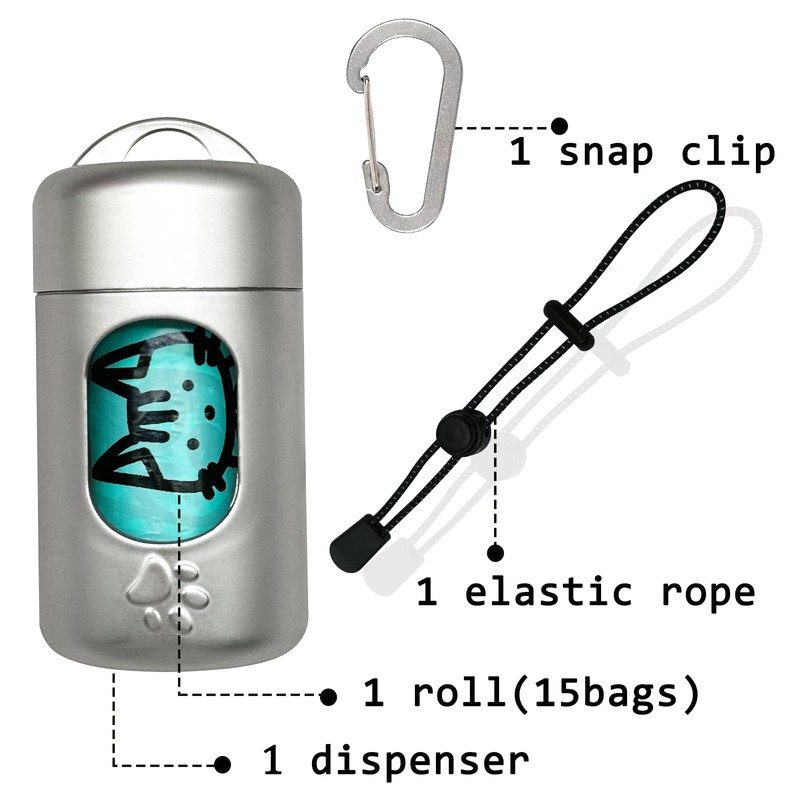 Dog Poop Bag Dispenser for Leash with Snap Clip, Skin-friendly