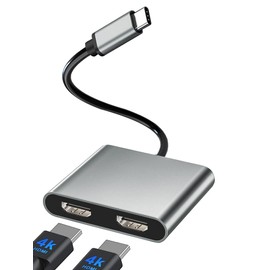 Dnkeaur Dual Monitor Adapter, HDMI Adapter for Dual Monitors, USB C to Dual HDMI Adapter for Laptop HP Dell Surface Lenovo Thinkpad, Docking Station for Laptop Dual Monitor