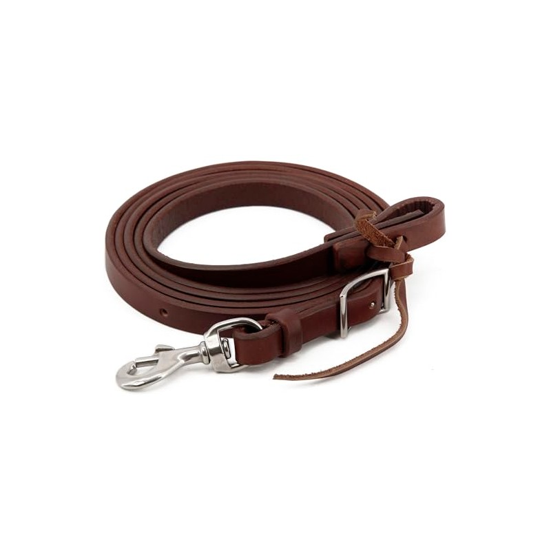 Jeereal Heavy Harness Leather Western Roper Rein, Round Trail Barrel