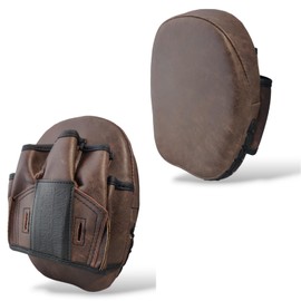 Curved Mini Focus Pad Leather Vintage Retro Style Mitt Muay Thai Kick Boxing (Pair)