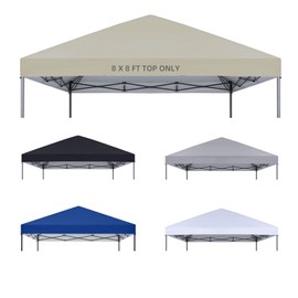 8x8 Canopy Replacement Top Only,Waterproof Pop Up Canopy Tent Top Replacement Cover Roof with Windproof Ropes for Straight Leg Frame, 420D Polyester for Outdoor Garden Pavilion Sun Shade(Beige)