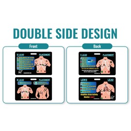 Scope EKG Horizontal Lead Placement Reference Cards – 5 Lead 12 Lead 15 Lead Lewis Lead EKG Placement for Nurse – Plastic EKG Badge Card – Nursing Badge Reference Card – EKG Buddy
