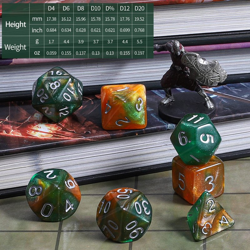 CiaraQ DND Polyhedral Dice Set with Dice Bag for Dungeons