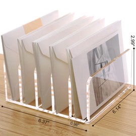 SANRUI Clear Desktop File Organizer, 5 Compartments Acrylic Office Document Sorter Mails Storage, Multifunction Letter Folder Racks Holders for Office,Home, School Desk Organization
