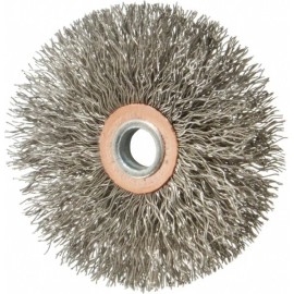 Weiler 3" OD, 1/4" Shank Diam, Crimped Stainless Steel Wheel Brush