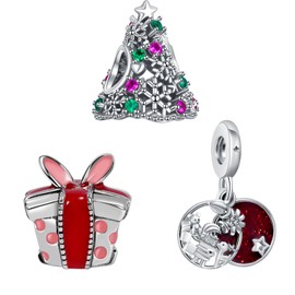 Doyafer 925 Sterling Silver Christmas Pendant Set, Tree, Suitable for Women Bracelet Necklace, Birthday Gift