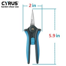 CYRUS 6”Garden Scissors Small Pruning Shears with Straight Blades,Hand Pruners for gardening,Micro-tip Floral Flower Shears Stainless Steel,Blue
