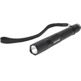 PRO-SAFE Tactical LED Flashlight: Black Aluminum Body, 65 Lumens, Uses 2 AA Batteries