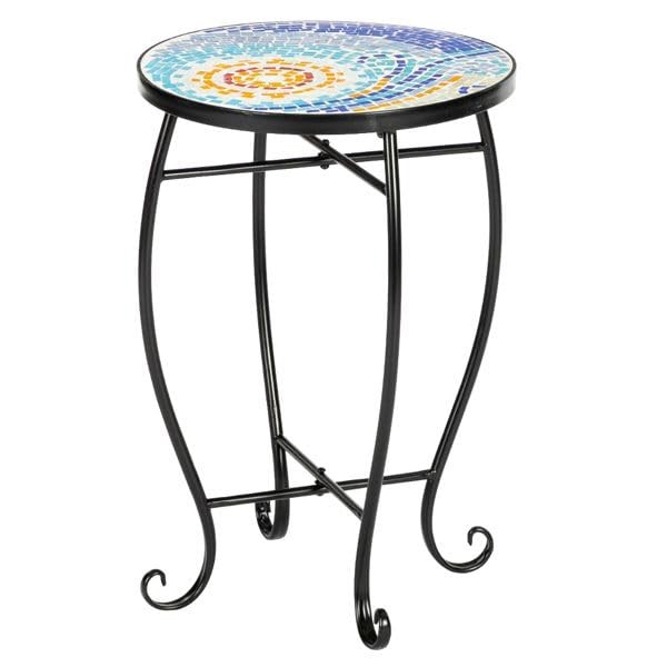 ZJMTOCYU Charming Round Mosaic Bistro Table for Indoor and Outdoor