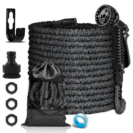 LINGKY LINGKY Flexibler Gartenschlauch 23m mit 7-Funktionen Spr??hfunktionen, Wasserschlauch flexibel mit 3-Fach Latexkern inkl. Adapter f??r 1/2' 3/4' Zoll und Wandhalterung, dehnbarer flexiSchlauch